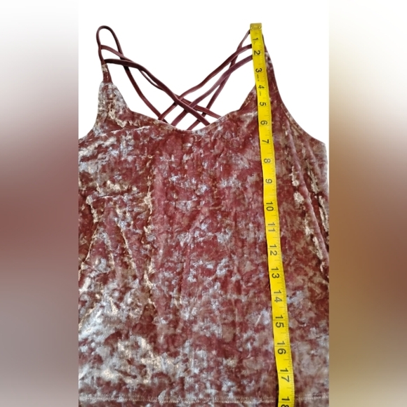 American Eagle M Tank Top Pink Crushed Velvet Cami Strap Fairy Whimsigoth Grunge - Picture 5 of 7
